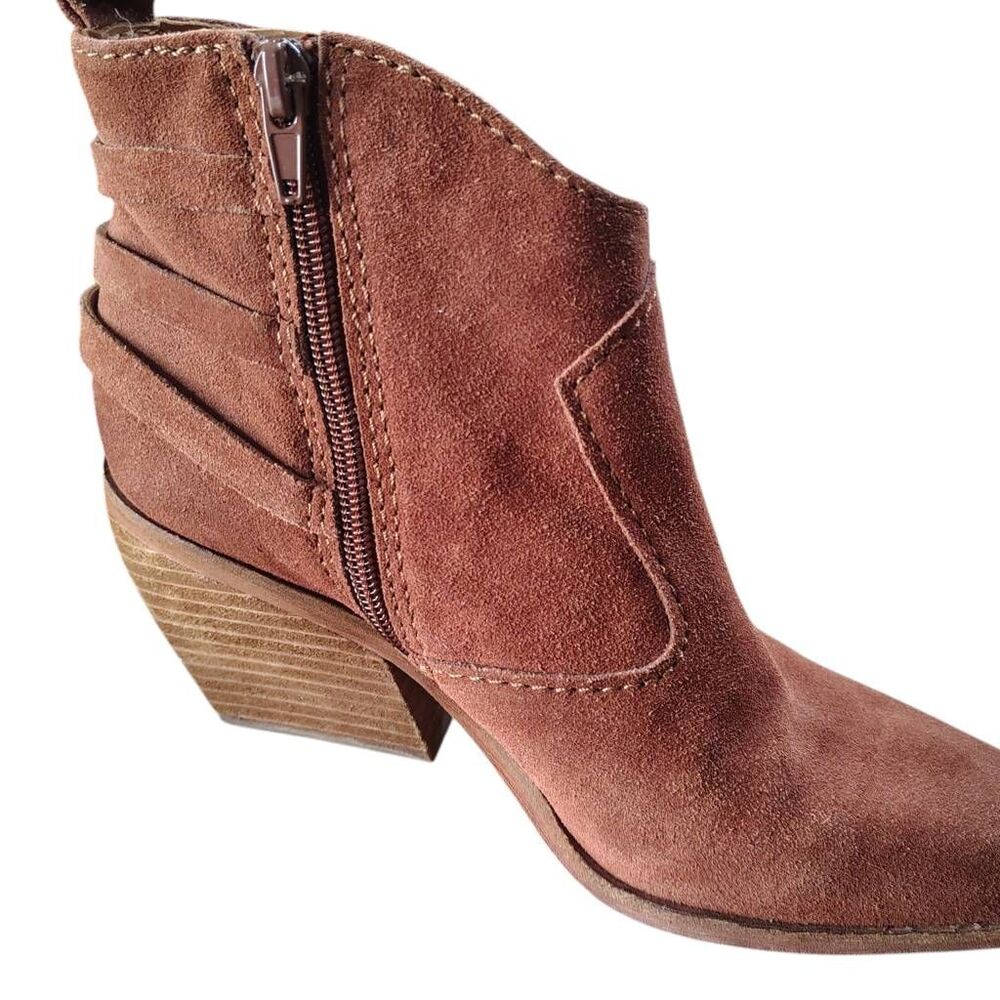 Zodiac Dacey Chestnut Suede Ankle Boots Women’s 7.5 Western Buckle Strap Side Zi - Picture 8 of 12